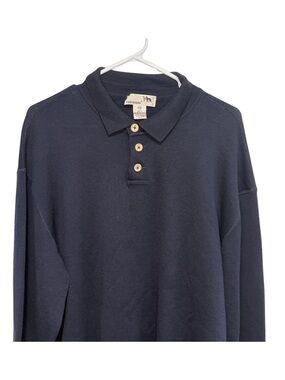 I Levrieri Pure Virgin Merino Wool Polo Sweater. Navy Blue. Made in Italy. Large